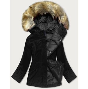 Černá dámská zimní bunda s kapucí (J9-066) černá S (36)