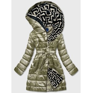 Lehká dámská zimní bunda v khaki barvě se zateplenou kapucí (OMDL-019) khaki XL (42)