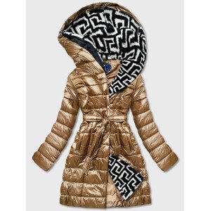 Lehká hnědá dámská zimní bunda se zateplenou kapucí (OMDL-019) Hnědá S (36)