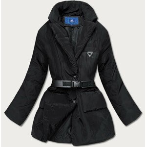 Lehká černá dámská bunda s páskem (OMDL013) černá L (40)