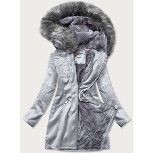 Semišová dámská zimní bunda ve vřesové barvě s kapucí (6516) fialová S (36)