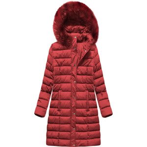 Červená prošívaná dámská zimní bunda s kapucí (7793PLUS) Červená 60