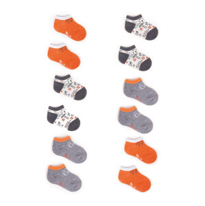 Yoclub Kotníkové bavlněné chlapecké ponožky Vzory barev 6-pack SK-08/6PAK/BOY/001 Grey 20-22