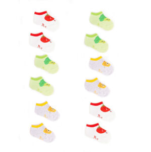 Yoclub Kotníkové bavlněné dívčí ponožky Vzory barev 6-pack SK-08/6PAK/GIR/001 White 20-22