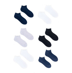 Yoclub Kotníkové bavlněné chlapecké ponožky Basic Colors 6-pack SK-27/6PAK/BOY/001 White 20-22