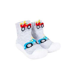 Yoclub Dětské chlapecké protiskluzové ponožky s gumovou podrážkou OBO-0140C-AA0B Grey 20