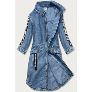 Světle modrá volná dámská džínová bunda/přehoz přes oblečení (POP7030-K) Modrá L (40)