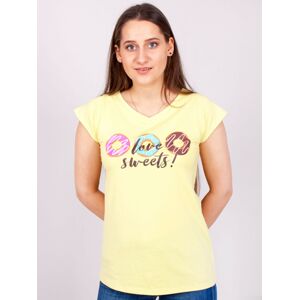 Yoclub Bavlněné tričko s krátkým rukávem PK-068/TSH/WOM Yellow L