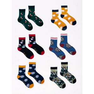 Yoclub Bavlněné ponožky vzory barvy 6-Pack SK-06/6PAK/BOY/002 Green 39-42