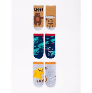 Yoclub Bavlněné ponožky proti uklouznutí Abs Vzory Barvy 3-Pack SK-06C/3PAK/BOY/001 Grey 17-19