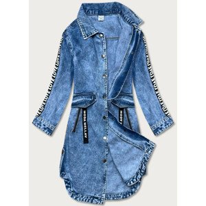 Světle modrá volná dámská džínová bunda/přehoz přes oblečení (POP5990-K) modrá XL (42)