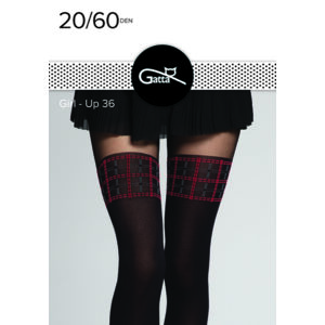 Dámské vzorované punčochové kalhoty GIRL-UP - 36 NERO.Červená 4-L