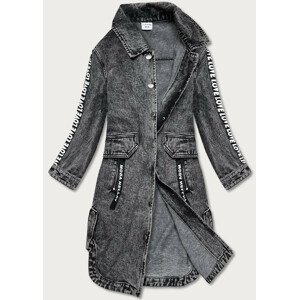 Volná černá dámská džínová bunda/přehoz přes oblečení (POP7017-K) černá XS (34)
