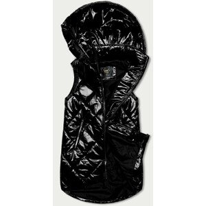 Lesklá černá vesta s kapucí (7005BIG) černá 48