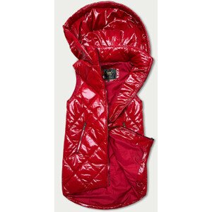 Lesklá červená vesta s kapucí (7005BIG) červená 46
