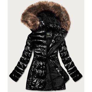 Lesklá černá dámská zimní bunda (7723MID) černá L (40)