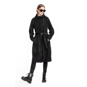 Černý dlouhý kabát s páskem (AG5-019) černá S (36)