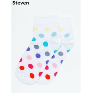 Bílé dětské ponožky s barevnými pruhy STEVEN 29-31