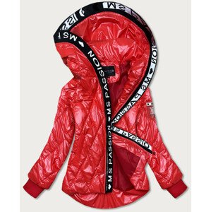 Červená prošívaná dámská bunda s kapucí (HS-1809) červená S (36)