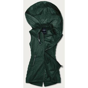 Tmavě zelená lehká dámská vesta s kapucí (RQW-7006) zelená S (36)