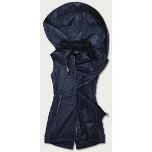 Lehká tmavě modrá dámská vesta s kapucí (RQW-7006) černá XXL (44)