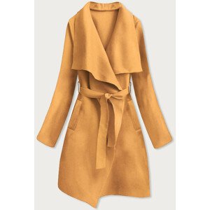 Hořčicový dámský minimalistický kabát (747ART) žlutá jedna velikost