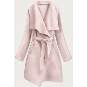 Světle růžový dámský minimalistický kabát (747ART) růžová jedna velikost