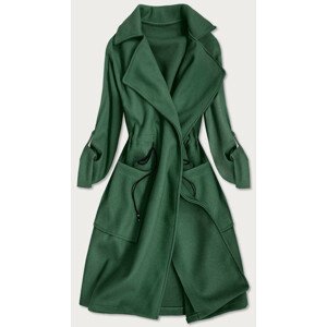 Volný zelený dámský kabát s klopami (20536) zelená jedna velikost