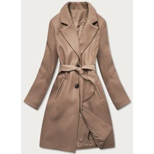 Světle hnědý dámský kabát s límcem (25671) hnědá XL (42)