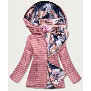 Růžová dámská oboustranná bunda s kapucí (SF732) Růžová 46