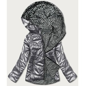 Oboustranná šedá dámská bunda s kapucí (B9793-70) šedá XXL (44)
