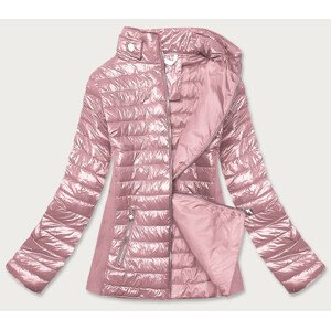Růžová dámská lesklá bunda (7210-52) Růžová 50