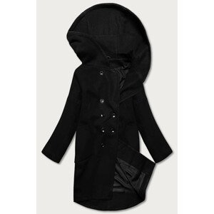 Černý dámský kabát plus size s kapucí (2728) černá 46