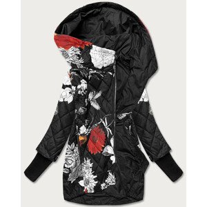 Černá dámská bunda s květinovým vzorem (7703) černá XXL (44)