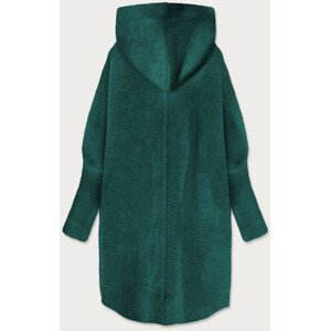 Dlouhý zelený vlněný přehoz přes oblečení typu "alpaka" s kapucí (908) Zelená jedna velikost