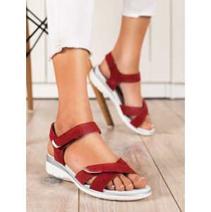 Luxusní červené  sandály dámské bez podpatku 37