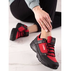 Exkluzívní  trekingové boty dámské červené bez podpatku 37