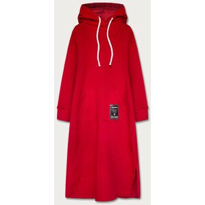 Červené dlouhé hrubší teplákové šaty (744ART) červená jedna velikost