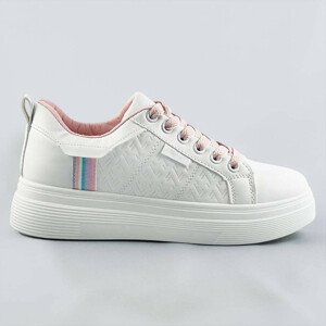 Bílo-růžové dámské šněrovací sneakersy (C1029) růžová XL (42)