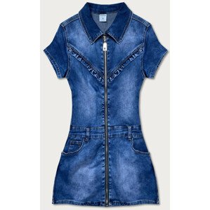 Světle modré džínové šaty s volánkem (POP5810) Modrá L (40)