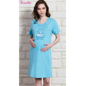 Dámská noční košile mateřská Kočárek - Vienetta S světle modrá