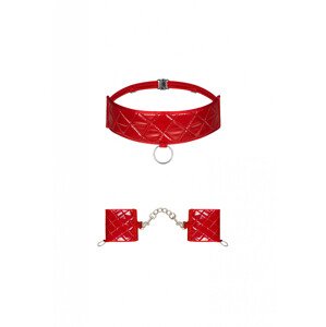 Pikantní sada Hunteria cuffs & choker - Obsessive UNI Červená