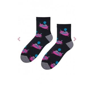 Dámské ponožky Popsox Prasátka - Bratex 39-42 černá a růžová