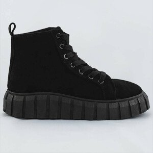 Černé šněrovací boty z imitace semiše (XA057) černá XL (42)