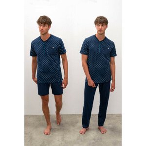 Vamp - Pohodlné trojdílné pánské pyžamo 16651 - Vamp Oxfordská modrá xl