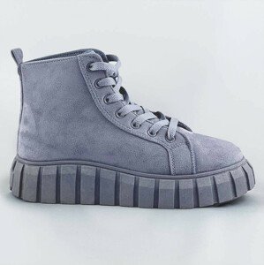 Šedo-světle modré šněrovací boty z imitace semiše (XA057) modrá XL (42)