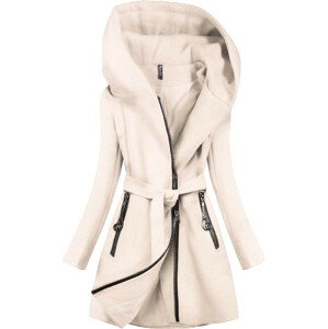Světle béžový krátký kabát s kapucí (2703) béžová S (36)