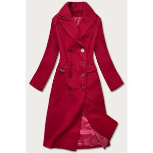 Klasický dámský kabát na knoflíky v bordó barvě (2713) Kaštan S (36)