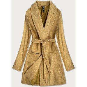 Klasický žlutý dámský kabát s přídavkem vlny (2715) Žlutá L (40)