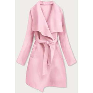 Minimalistický dámský kabát v pudrově růžové barvě (747ART) růžová jedna velikost